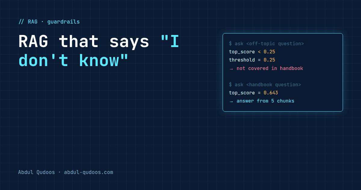 RAG That Says "I Don't Know" — Abdul Qudoos blog cover