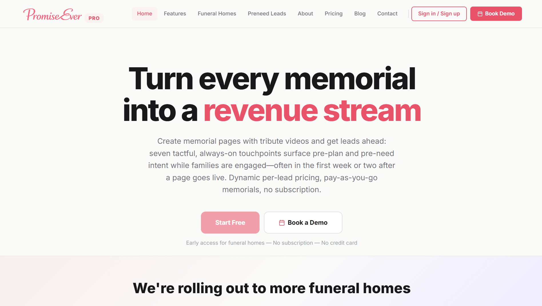 Promise Ever — Memorial Pages & Revenue Platform